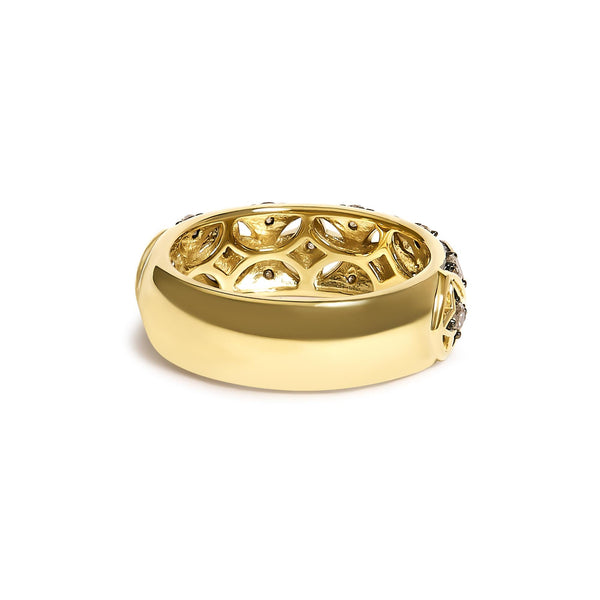 Anillo de banda de estrella con diamantes champán de 1/2 ct. p.t. en plata de ley bañada en oro amarillo de 10K, foto 2