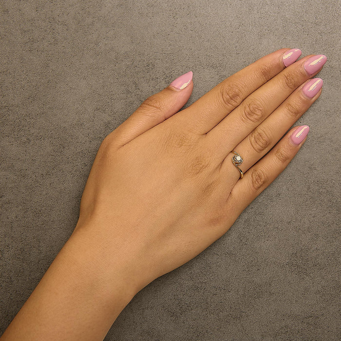 Anillo solitario bypass con diamante marrón claro de 1/5 ct. p.t. en plata de ley bañada en oro amarillo de 14K, foto 3