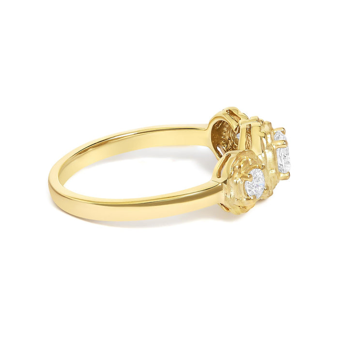 1/2 Ct. T.W. Lab-Grown Diamond Floral 3-Stone Ring in 14K Yellow Gold-Plated Sterling Silver, photo 2