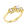 1/2 Ct. T.W. Lab-Grown Diamond Floral 3-Stone Ring in 14K Yellow Gold-Plated Sterling Silver, photo 4
