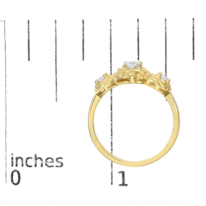 1/2 Ct. T.W. Lab-Grown Diamond Floral 3-Stone Ring in 14K Yellow Gold-Plated Sterling Silver, photo 7