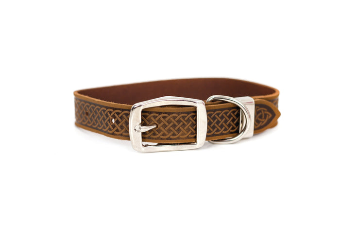 Celtic Double Buckle Leather Dog Collar, photo 3
