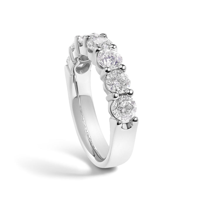 Anillo de banda de 7 piedras con diamantes de 2 ct. p.t. en oro de 14K, foto 10