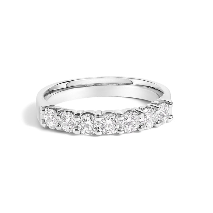 Anillo de banda de 7 piedras con diamantes de 3/4 ct. p.t. en oro de 14K, foto 2