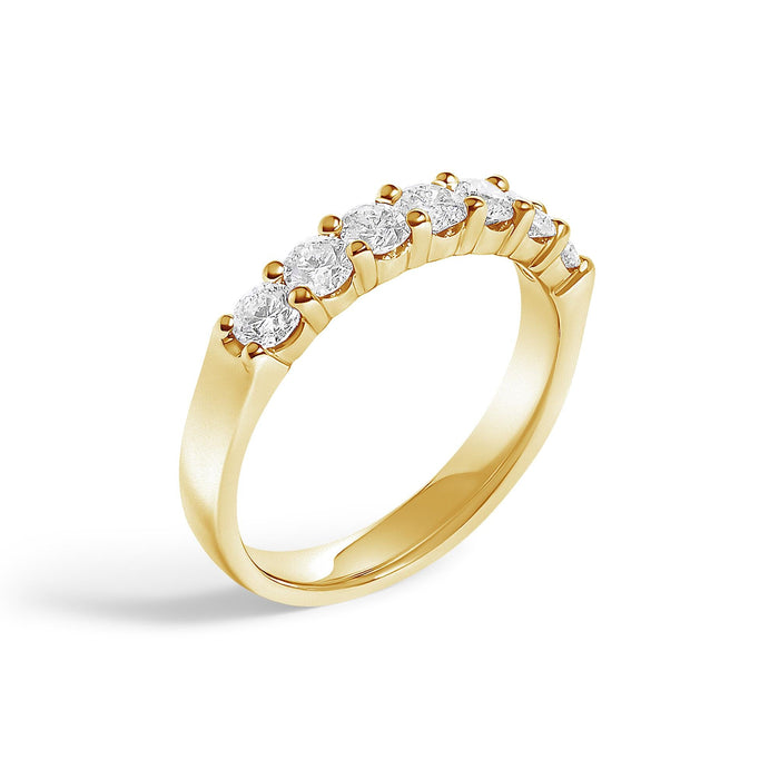 Anillo de banda de 7 piedras con diamantes de 3/4 ct. p.t. en oro de 14K, foto 7