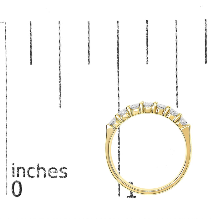 Anillo de banda de 7 piedras con diamantes de 3/4 ct. p.t. en oro de 14K, foto 13
