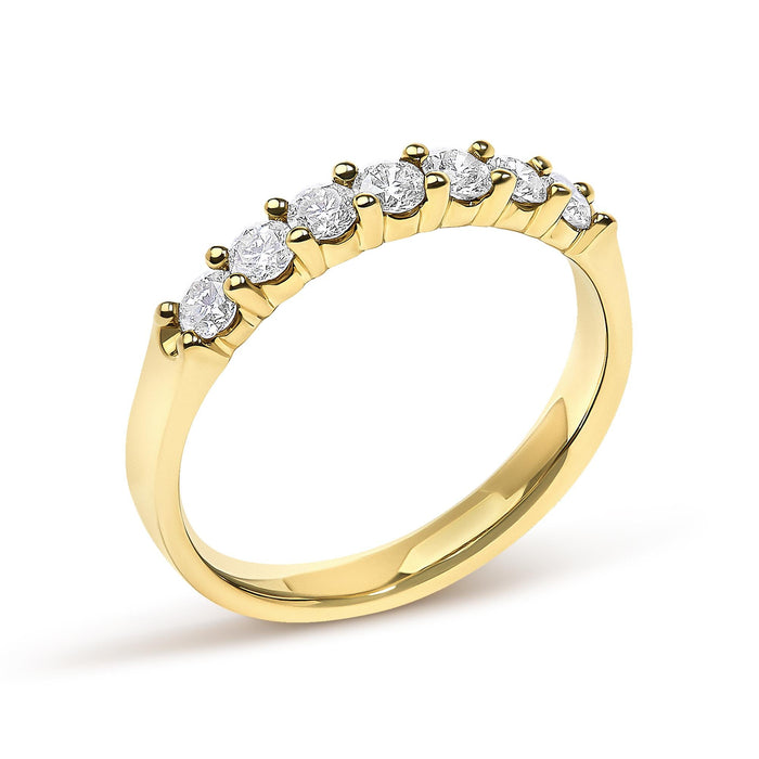 Anillo de banda de 7 piedras con diamantes de 1/2 ct. p.t. en oro de 14K, foto 4