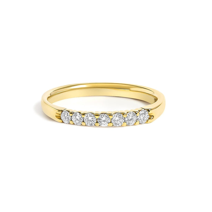 Anillo de banda con 7 diamantes de 1/4 ct. p.t. en oro de 14K, foto 1