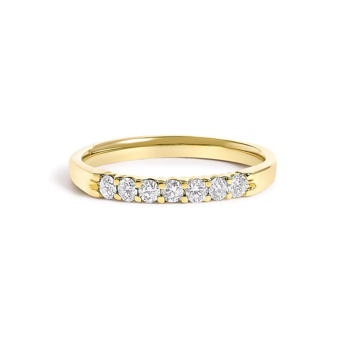 Anillo de banda de 7 piedras con diamantes de 1/10 ct. p.t. en oro de 14K, foto 1