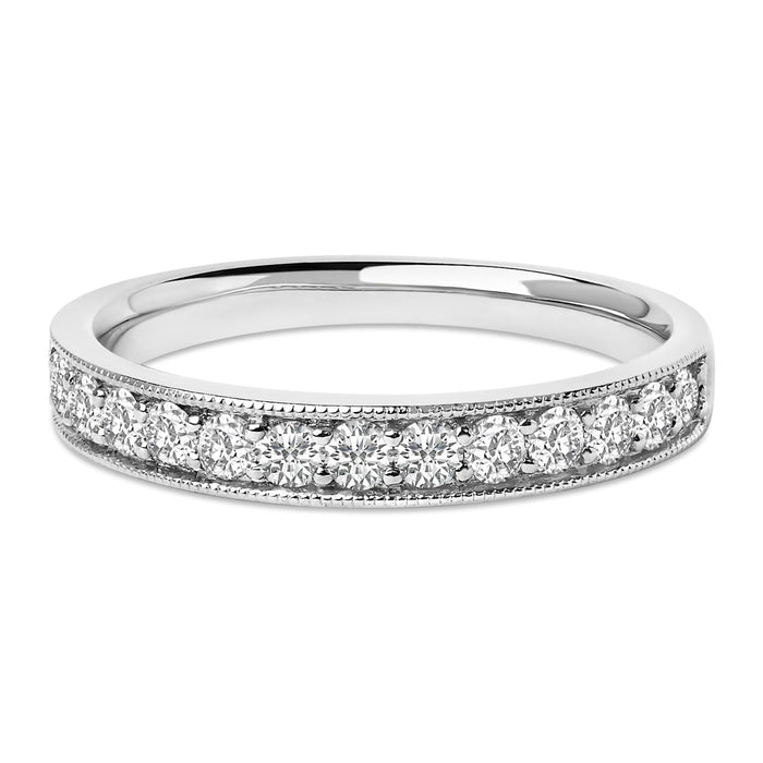 Anillo de boda milgrain con diamantes redondos de 1/2 ct. p.t. en oro de 14K, foto 1