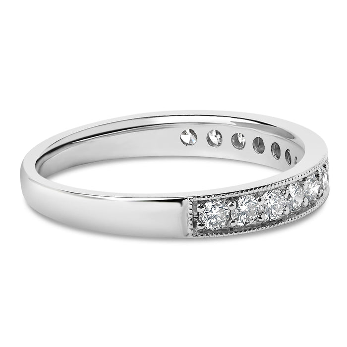 Anillo de boda milgrain con diamantes redondos de 1/2 ct. p.t. en oro de 14K, foto 3