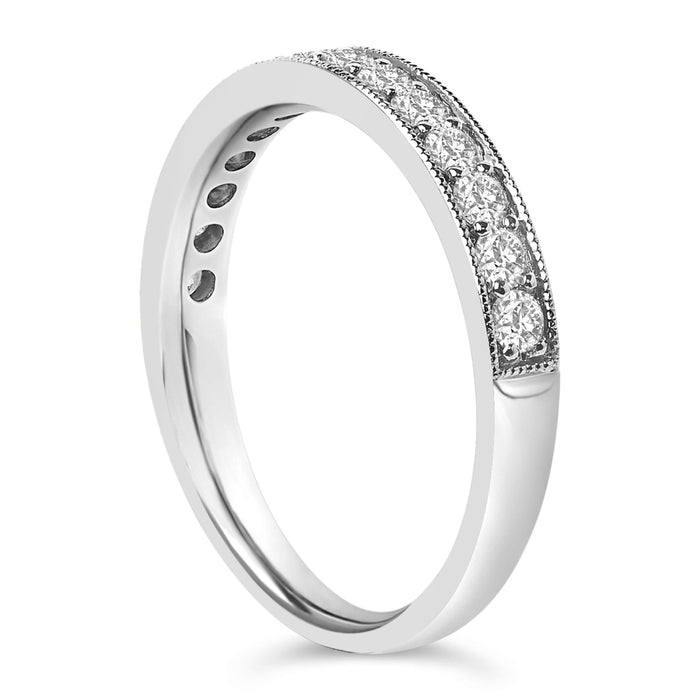 Anillo de boda milgrain con diamantes redondos de 1/2 ct. p.t. en oro de 14K, foto 9