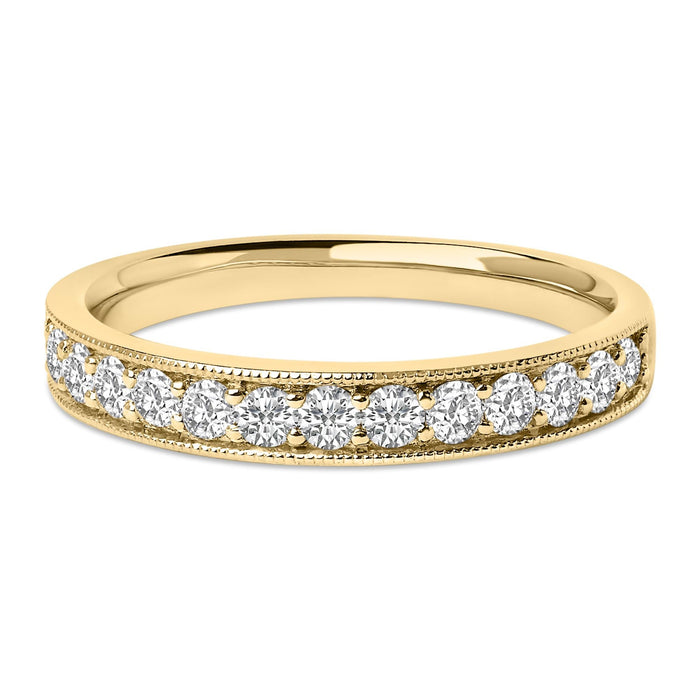 Anillo de boda milgrain con diamantes redondos de 1/2 ct. p.t. en oro de 14K, foto 2