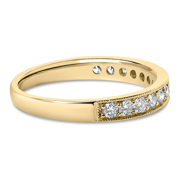 Anillo de boda milgrain con diamantes redondos de 1/2 ct. p.t. en oro de 14K, foto 4