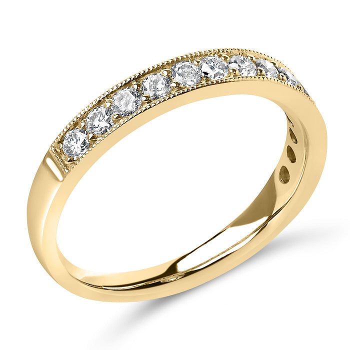 Anillo de boda milgrain con diamantes redondos de 1/2 ct. p.t. en oro de 14K, foto 8