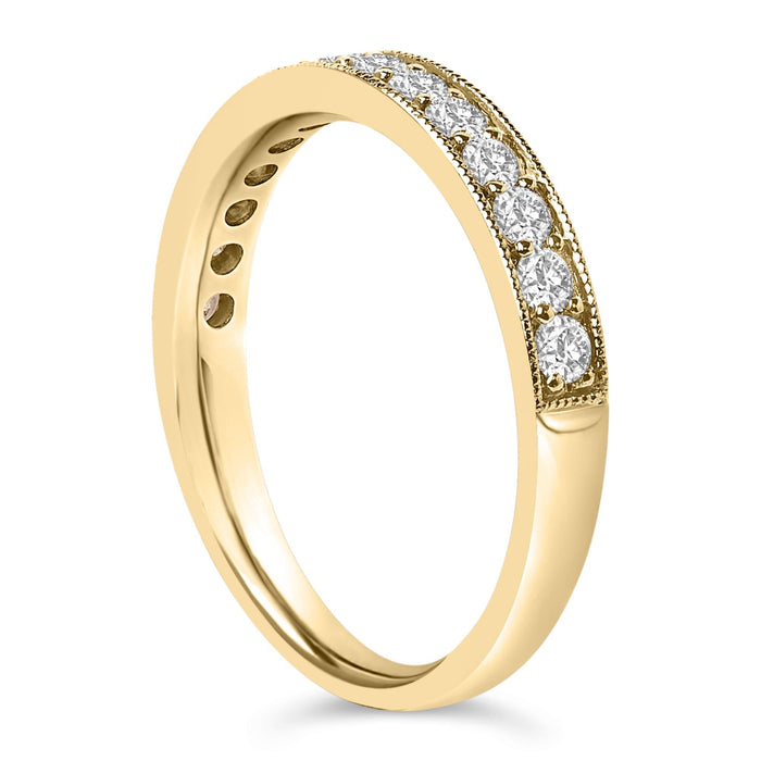 Anillo de boda milgrain con diamantes redondos de 1/2 ct. p.t. en oro de 14K, foto 10