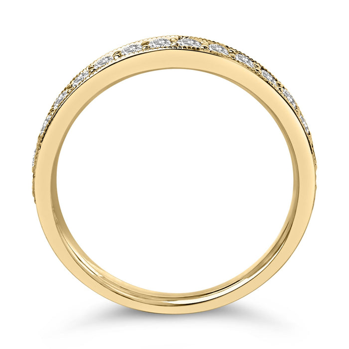 Anillo de boda milgrain con diamantes redondos de 1/2 ct. p.t. en oro de 14K, foto 12