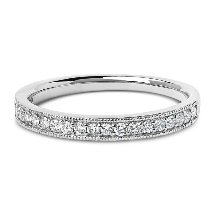 Anillo de boda con milgrain y diamantes redondos de 1/4 ct. p.t. en oro de 14K, foto 1