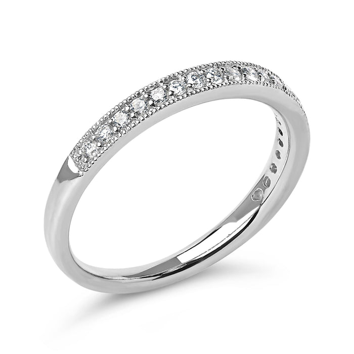 Anillo de boda con milgrain y diamantes redondos de 1/4 ct. p.t. en oro de 14K, foto 7