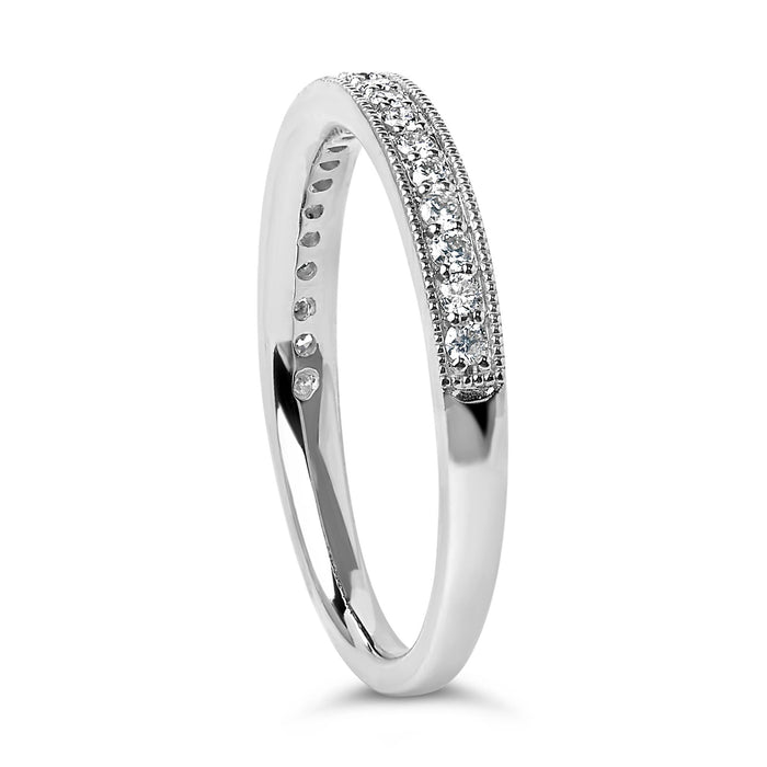 Anillo de boda con milgrain y diamantes redondos de 1/4 ct. p.t. en oro de 14K, foto 9