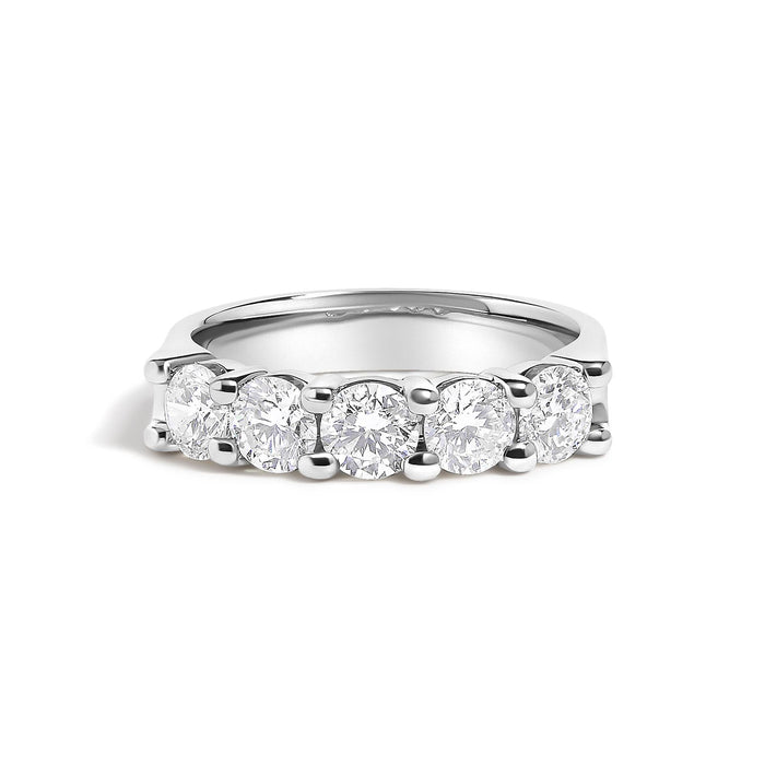 Anillo de banda de 5 piedras con diamantes de 1 1/2 ct. p.t. en oro de 14K, foto 2