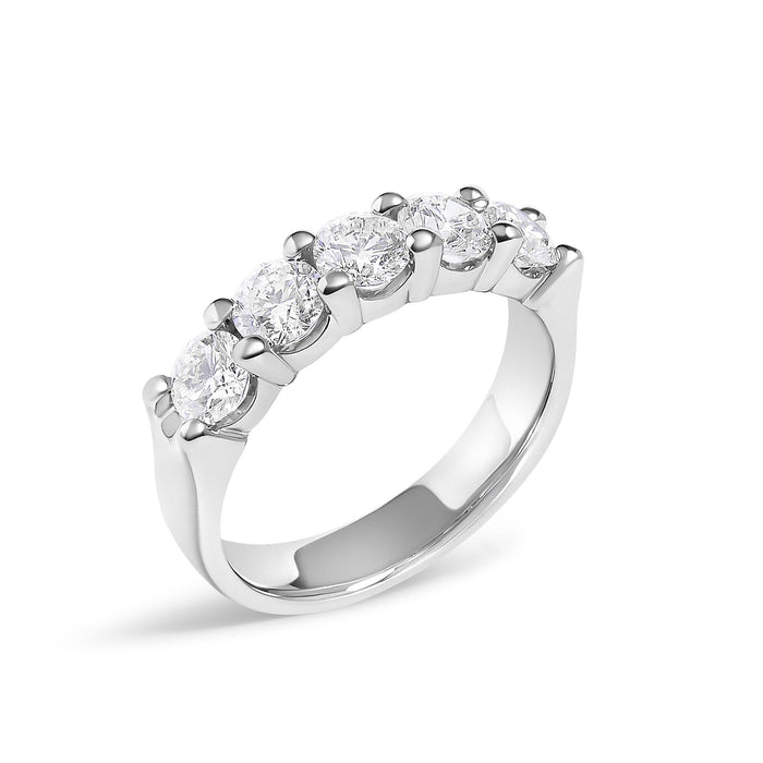 Anillo de banda de 5 piedras con diamantes de 1 1/2 ct. p.t. en oro de 14K, foto 8