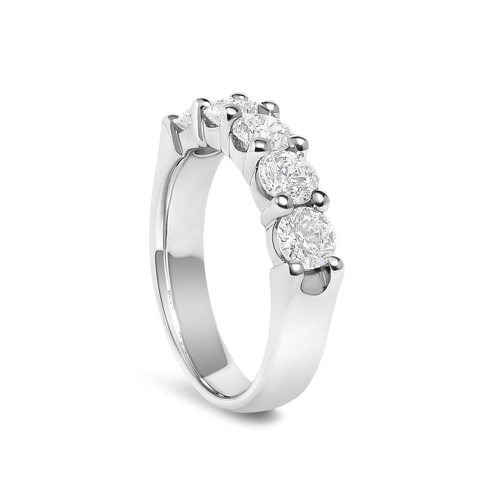 Anillo de banda de 5 piedras con diamantes de 1 1/2 ct. p.t. en oro de 14K, foto 10