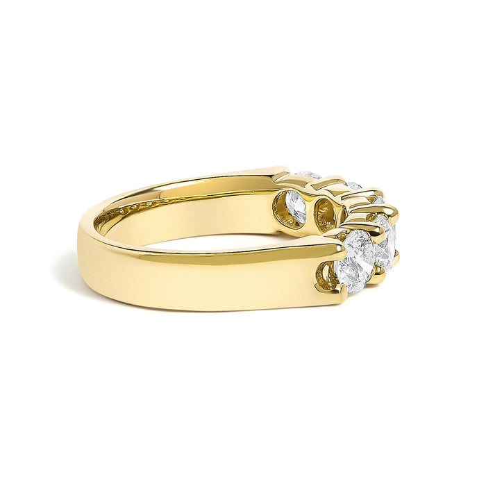 Anillo de banda de 5 piedras con diamantes de 1 1/2 ct. p.t. en oro de 14K, foto 3