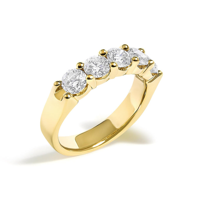 Anillo de banda de 5 piedras con diamantes de 1 1/2 ct. p.t. en oro de 14K, foto 7