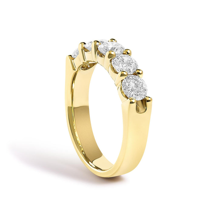 Anillo de banda de 5 piedras con diamantes de 1 1/2 ct. p.t. en oro de 14K, foto 9