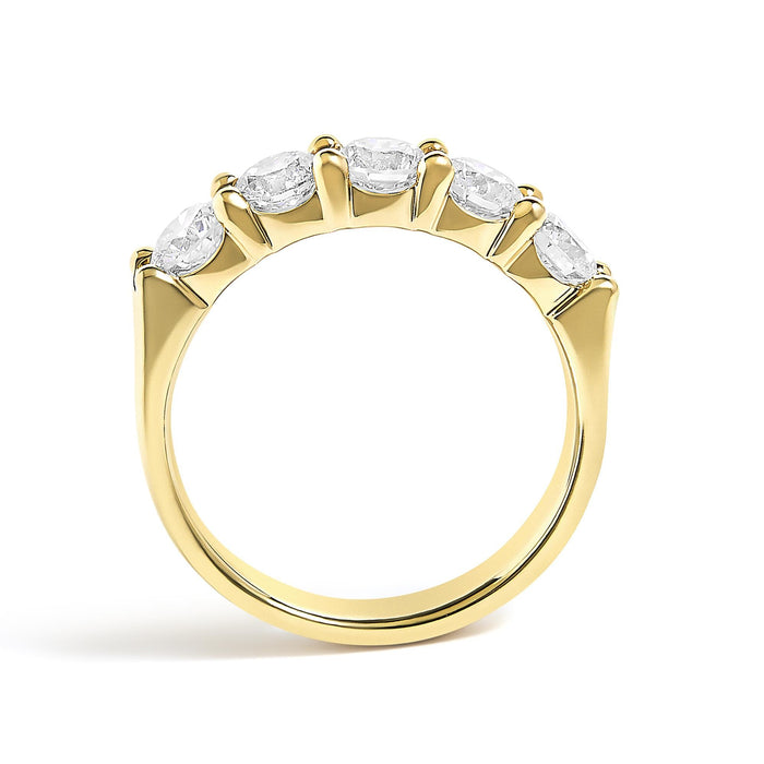 Anillo de banda de 5 piedras con diamantes de 1 1/2 ct. p.t. en oro de 14K, foto 11