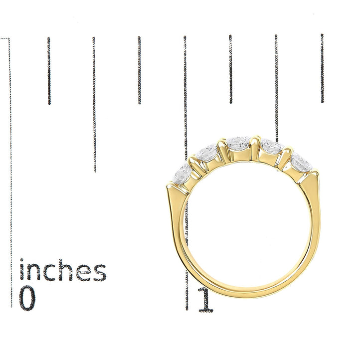 Anillo de banda de 5 piedras con diamantes de 1 1/2 ct. p.t. en oro de 14K, foto 13
