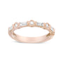 Anillo de banda nupcial con diamantes baguette y redondos de 3/8 ct. p.t. en oro rosa de 14K, foto 2