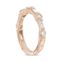 Anillo de banda nupcial con diamantes baguette y redondos de 3/8 ct. p.t. en oro rosa de 14K, foto 5