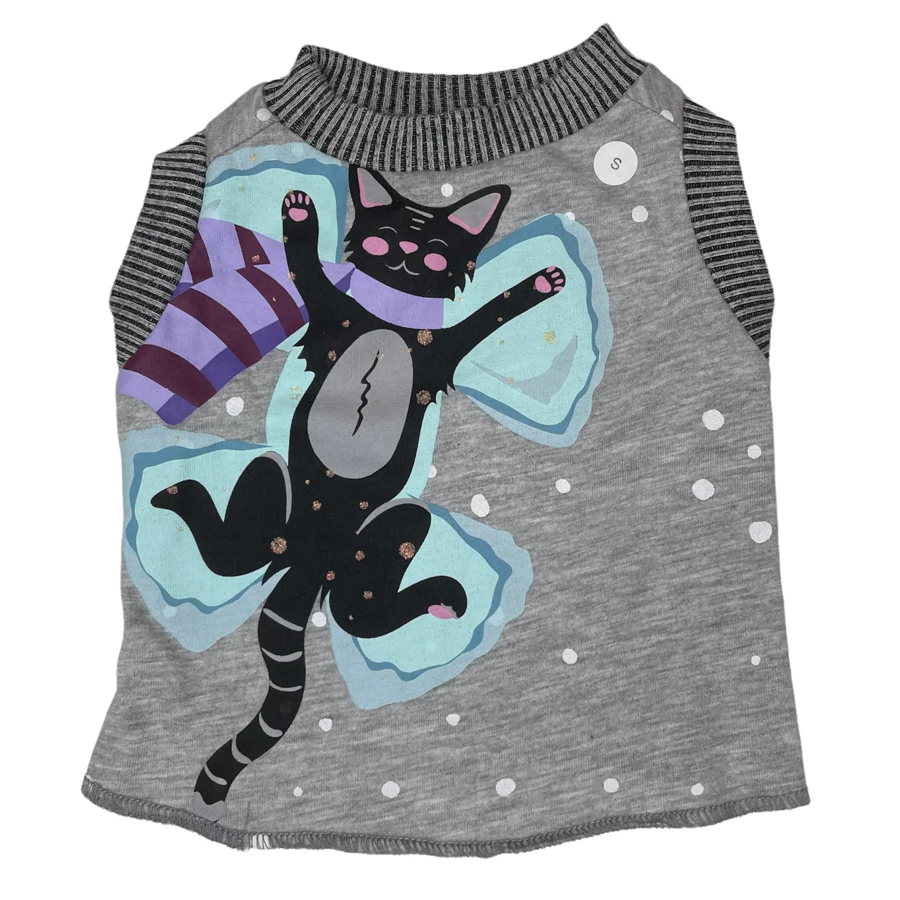 Upcycled Dog Tank - S "SNOW KITTY", photo 1
