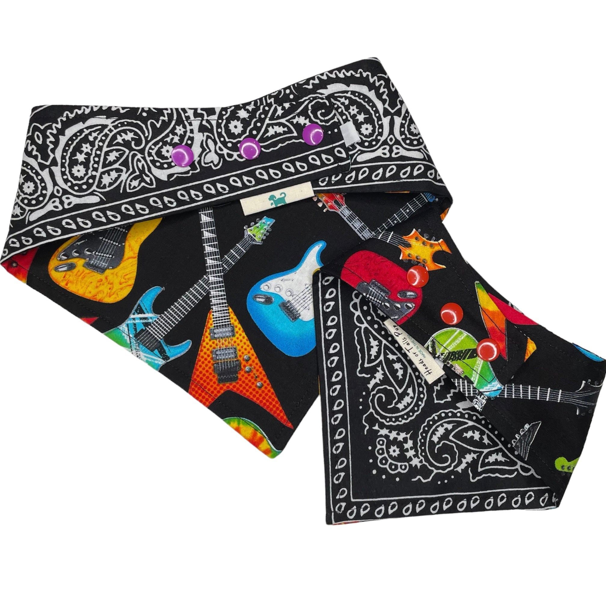 Bandana para perro Reversible Guitar - Black/Red, foto 4