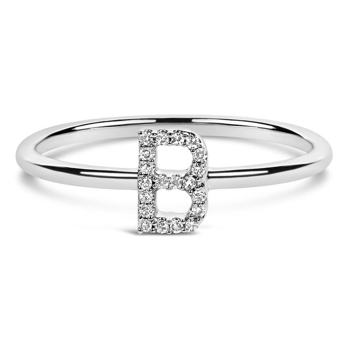 Diamond Accent Initial A-Z Ring in 10K White Gold, photo 25