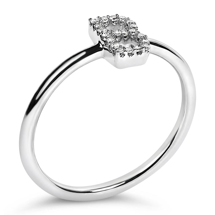 Diamond Accent Initial A-Z Ring in 10K White Gold
