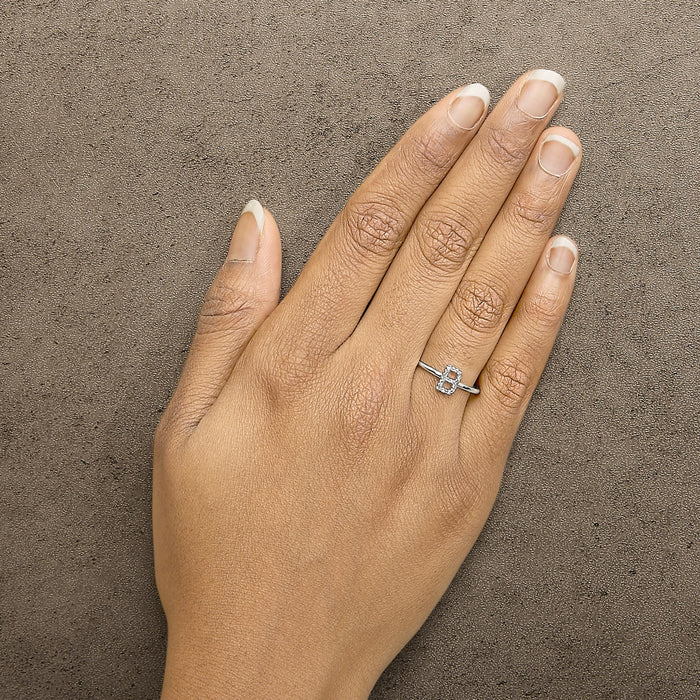 Diamond Accent Initial A-Z Ring in 10K White Gold