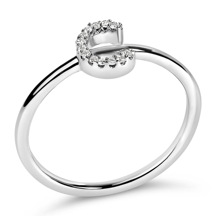 Diamond Accent Initial A-Z Ring in 10K White Gold
