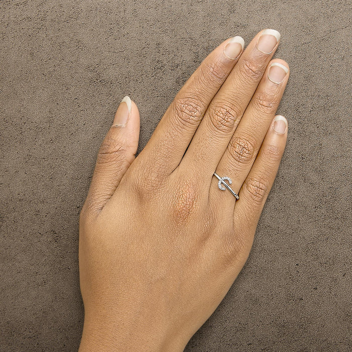 Diamond Accent Initial A-Z Ring in 10K White Gold