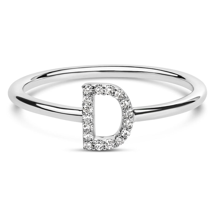 Diamond Accent Initial A-Z Ring in 10K White Gold, photo 23