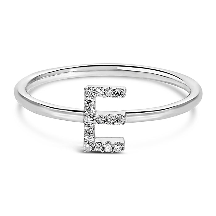 Diamond Accent Initial A-Z Ring in 10K White Gold, photo 22