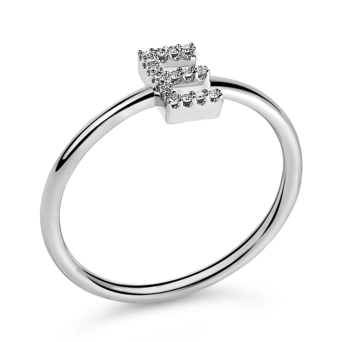 Diamond Accent Initial A-Z Ring in 10K White Gold
