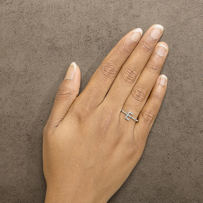 Diamond Accent Initial A-Z Ring in 10K White Gold