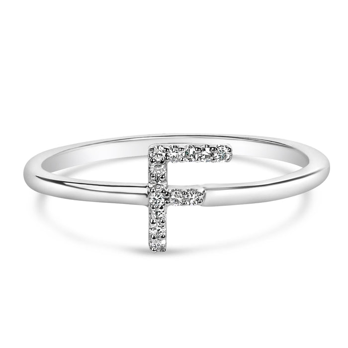 Diamond Accent Initial A-Z Ring in 10K White Gold, photo 21