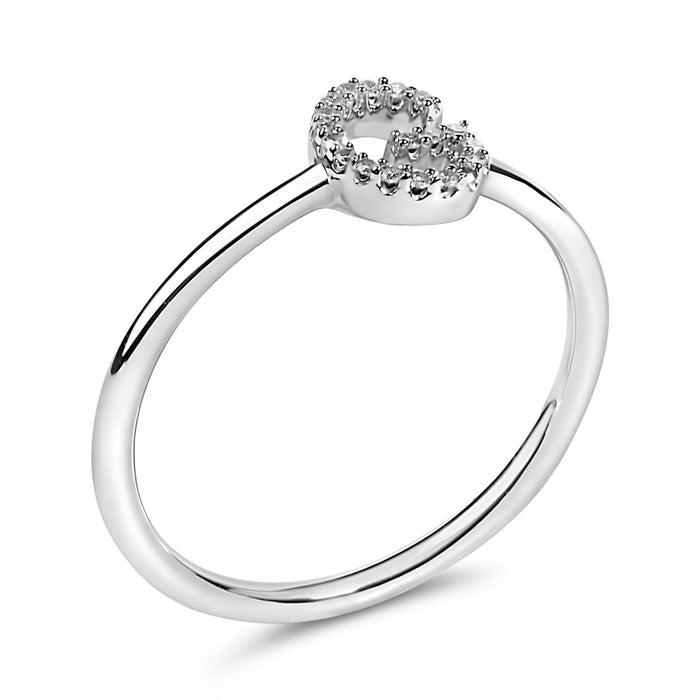 Diamond Accent Initial A-Z Ring in 10K White Gold