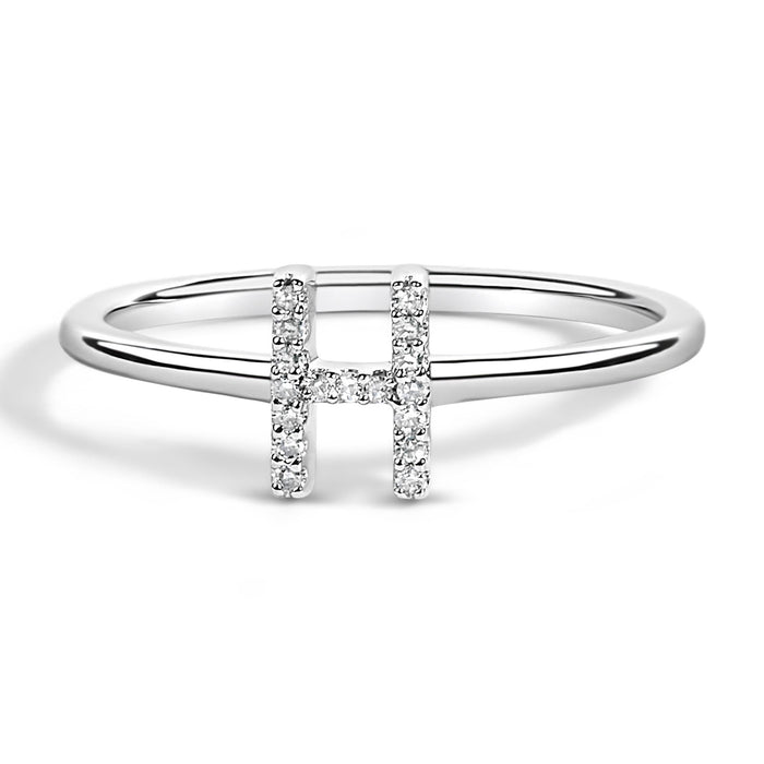 Diamond Accent Initial A-Z Ring in 10K White Gold, photo 19