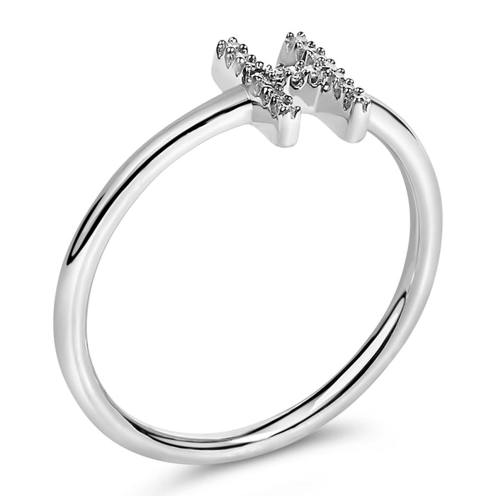 Diamond Accent Initial A-Z Ring in 10K White Gold