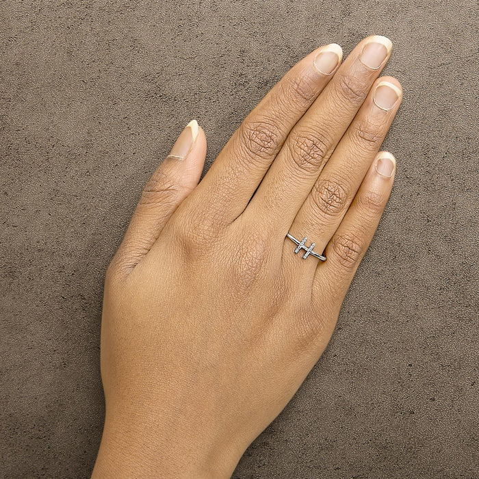 Diamond Accent Initial A-Z Ring in 10K White Gold